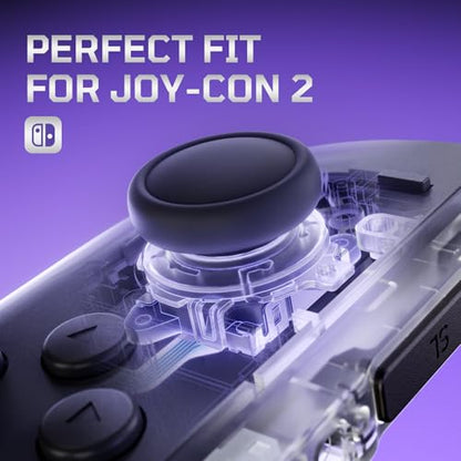 eXtremeRate Replacement 3D Joystick & Thumb Grips & Side Rail Shell Buttons for Nintendo Switch 2 JoyCon, Console Rail Stickers Controller Left Right Analog Stick Thumbsticks Caps for Switch 2 - Clear - color: Clear