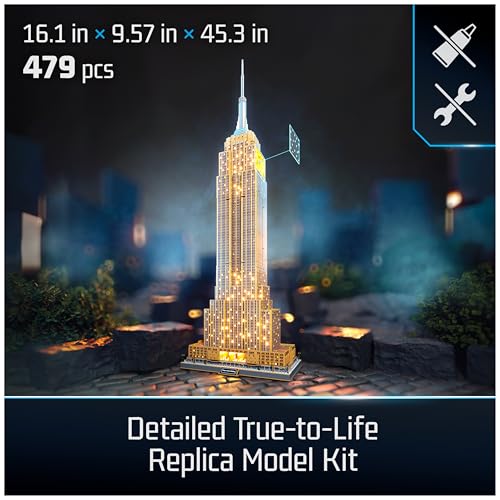 4D Build Empire State Building Replica 3D Puzzle Model Kit for Adults | 479 Premium EPS Foam Pieces, No Glue or Tools Required, Home Decor Collectible Figure for Display, Screen-Free Hobby Ages 12+