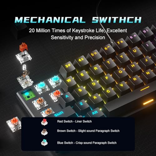 Gaming Keyboard Full Size LED Backlit Quiet Computer Keyboard 61 Key Corded Keyboard For PC Desktop Office Gaming