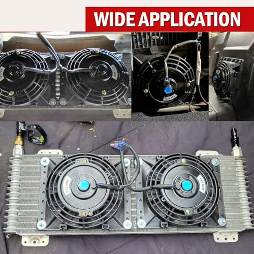 6 Inch Small Slim Push Pull Electric Cooling Fan 650CFM Radiator Oil Cooler Mount Kit Black 2Pcs