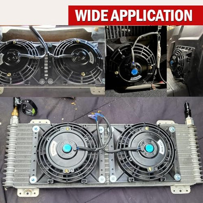 6 Inch Small Slim Push Pull Electric Cooling Fan 650CFM Radiator Oil Cooler Mount Kit Black 2Pcs