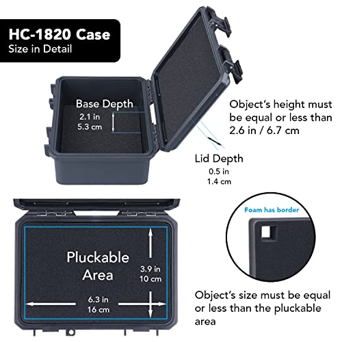 Lykus HC-1820 Mini Hard Case Dry Box with Foam Insert, Interior Size 7.1x4.7x2.7 in, IP66 Splash-Proof, Suitable for Cellphones, Tools, Small Devices and More - style: Int. Size: 7.1x4.7x2.7 in