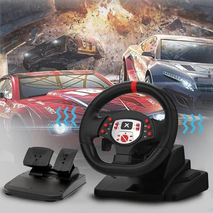 DOYO PS4 Steering Wheel and pedals and shifter, volante para PC, 180°gaming racing wheels Dual-Motor Feedback Driving Force for PS3/PS4/PC/Switch/Android
