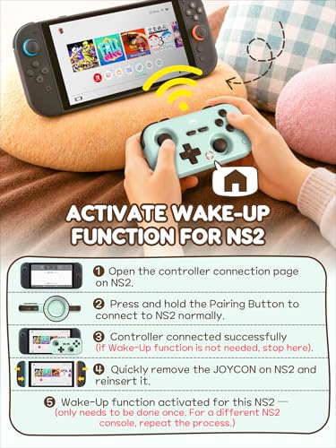 IINE Retro Pocket Game Controller with Hall Effect Joysticks, Switch 1 & 2 Compatible, Wireless Gamepad for Steam Deck, PC, Android, iOS, Customizable D-Pad, Vibration & Motion Control (Mint Choco) - color: Mint Choco