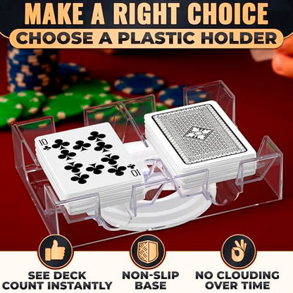 Playing Cards Holder Rotating 360° – Compact Plastic Playing Card Tray for Easy Access 2 Decks with Smooth Rotation | Organizes Multiple Decks for Canasta, Poker & More, Durable with Smooth Rotation - size: 2 Decks