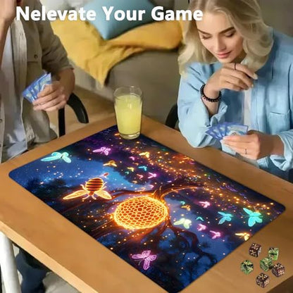 for MTG Game Playmat - 24 x 14 inches with Dices and Storage Bags, Non-Slip Base for TCG and Board Game Card Mats, Trading Card Games Mat, Bee Hives and Butterflies Pattern Collectible Card Playmats - color: Jv-playmat-p7-1-d116