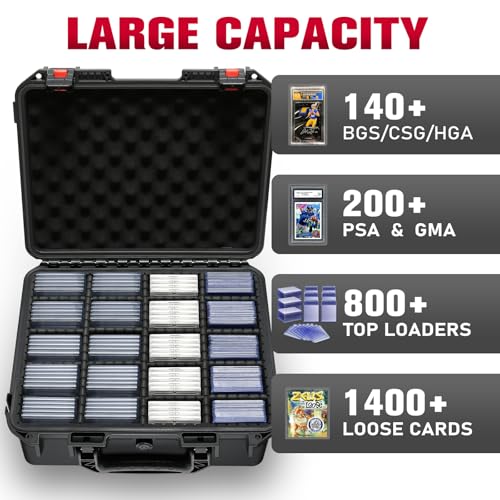 Graded Card Case Storage Box: Trading Card Storage with 12 Dividers - Baseball & Sports Card Case for Collectors & Home Storage Shipping Trade Shows - Fits PSA, BGS, SGC, Toploaders & Magnetic Holders
