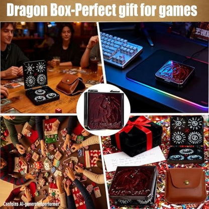 Metal DND Dice Set 7-in-1 Spinner with Dragon Case - Red | Foldable polyhedral dice, for Dungeons & Dragons RPG games, Premium metal spinner,3D dragon, storage case included - color: Red