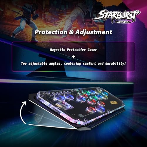 Brook Fighter Starburst Metal Ver. All-Button Arcade Controller for PS5, PS4, Xbox Series X|S, NS, NS2 & PC, Metal Side Handles, Hot-Swappable Switches, RGB Lighting, Officially Licensed (Black) - color: Black