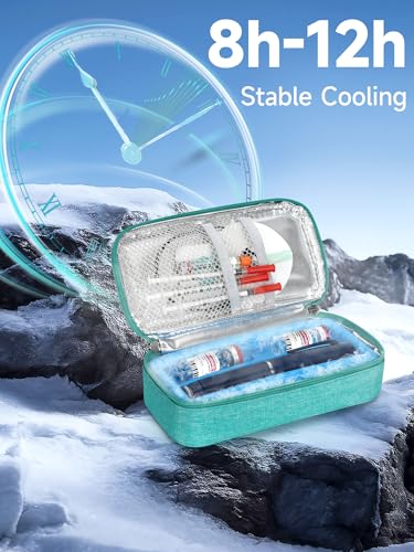 YOUSHARES Insulin & peptide Cooler Travel Case for Pen & Vials, Temperature Display Diabetic Med Cooling Bag with Protective Ice Brick, TSA Approved Refrigerated Diabetes Supplies Carrying Organizer - color: 01_green