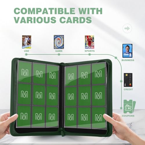 Trading Card Binder with 9 Side Loading Pocket Card Album Hold Up to 540 Cards PU Card Collection Binder, Collectible Albums Card Folder for MTG, TCG, Sports Cards（9-Dark green） - color: 9-Dark green