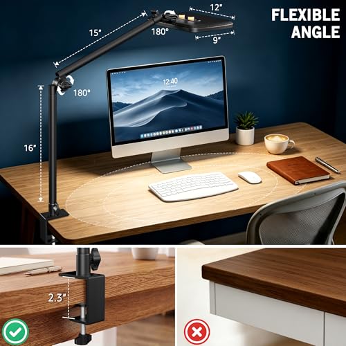 NiceVeedi 14" Soft Streaming Light, Dimmable Desk Ring Light with Clamp, 2700K-6500K/CRI97+/Flexible Arm/Modular Design/Remote, Key Light for Podcast/Home Office/YouTube/TikTok/Makeup/Video Calls