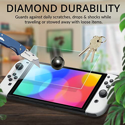 Orzly Glass Screen Protector for Nintendo Switch OLED 2024 Console Accessories (Pack of 4) - Tempered Glass Life time Edition - size: 7"