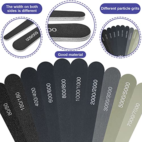 Honoson 10 Pcs Sanding Sticks for Plastic Models Polishing Stick Buffing Sanding Sticks for Assorted Grits Crafts Metal Wood Sandpaper Tools(Low Grits Rating,Water Drop Style) - style: Water Drop Style