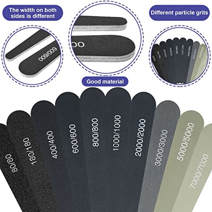 Honoson 10 Pcs Sanding Sticks for Plastic Models Polishing Stick Buffing Sanding Sticks for Assorted Grits Crafts Metal Wood Sandpaper Tools(Low Grits Rating,Water Drop Style) - style: Water Drop Style