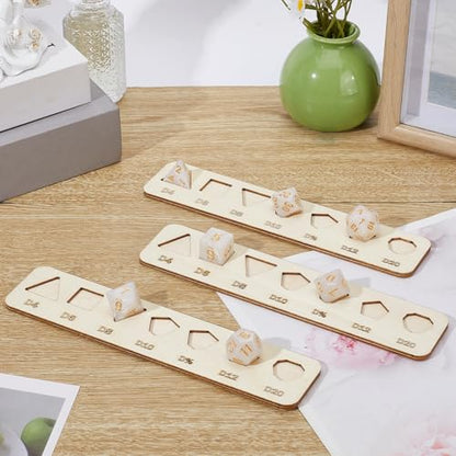 BENECREAT 3 Pcs Wooden Dice Tray, Polyhedral Display Tray, Antique White Storage Holder for Collectors, Dungeons and Dragons Game - color: Antique White