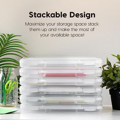 IRIS USA Board Game Storage |Made in USA| Slim Craft Case (10-Pack) - Clear | Fits 8.5" x 11" & A4 Paper, Organizers with Built-In Handle & Snap-Tight Lids, Containers for Puzzles, Art & Scrapbooking - size: 10 Pack