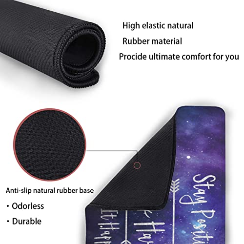 Desk Mat,Inspirational Quotes Gaming Mouse Pad,XXL Mouse Pad Mat for Office,Computer,Keyboard with Non-Slip Base Stitched Eges Stay Positive Work Hard and Make It Happen Mousepad 35''×15.7''×0.12'' - color: Stay Positive Work Hard and Make It Happen
