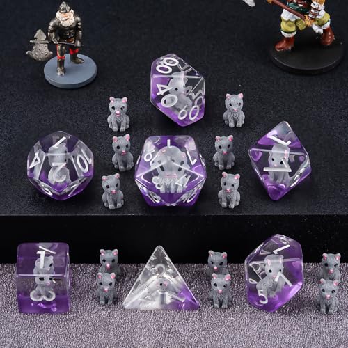 Cat DND Resin Dice Set, Polyhedral D&D Cat Dice Inclusion Dice for Dungeons and Dragons MTG RPG - color: Cat