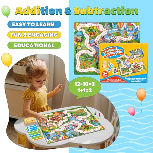 Broytain Addition and Subtraction Math Games for Kids,Addition & Subtraction,Educational Learning Board Games for Boys and Girls Ages 5 6 7 8,Classroom Travel Indoor Outdoor Family Games