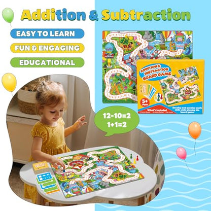 Broytain Addition and Subtraction Math Games for Kids,Addition & Subtraction,Educational Learning Board Games for Boys and Girls Ages 5 6 7 8,Classroom Travel Indoor Outdoor Family Games