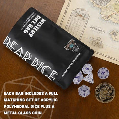 Mystery Dice,7PCS Mystery Dice Set Polyhedral DND Dice Random Style &1 Metal Coin&Dice Bag,Resin Dice for Tabletop Games DND RPG MTG Role Playing Games