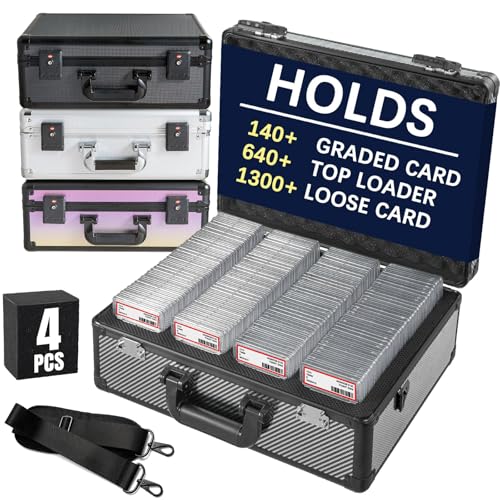 Graded Card Storage Box – Aluminum Alloy Trading Cards Storage Box with Combination Lock - Holds 140+ Graded Cards, Sports Card Case, Fits PSA, CSG, BGS (Carbon Fiber) - color: Carbon Fiber