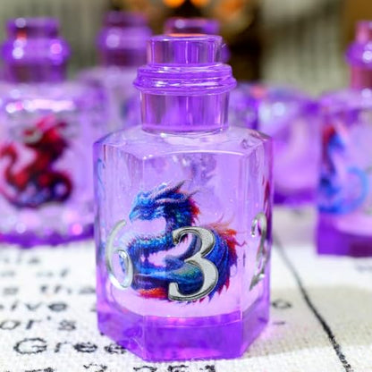XENOLUX Potion Bottle DND Dice Set, Polyhedral Resin RPG Dice with Dragon Scales & Glitter for Tabletop Games, Unique Magic Potion Shape 7-Piece Set for Dungeons and Dragons - BOT9 - color: Bot9