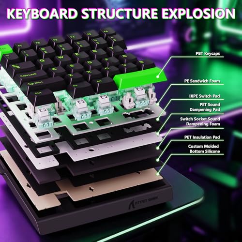 ATTACK SHARK M36 HE One-Handed Magnetic Switch Keyboard, 8000Hz Polling, Hot-Swappable, High-Precision 0.01mm, 36 Keys Wired Keypad with RGB Backlit, C01 Ultra Led Aviator Cable-Green - color: Fluorescent Green