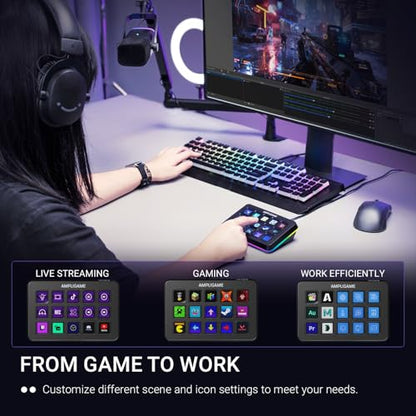 FIFINE AmpliGame Stream Controller with 15 Macro Keys, Streaming Keyboard with Trigger Actions in OBS/Twitch/YouTube/Streamlabs, Shortcut Buttons Keypad Works with Mac and PC-D6 - color: Black
