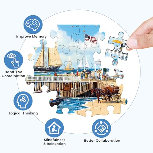 Jigsaw Puzzles 300 Pieces for Adults White Villa Puzzle 300 Pieces Adult Puzzles Games for Kids Ages 8-10 10-12 Recycled Cardboard Puzzle Pieces Family Challenging Game 20.5x15IN - style: White Villa