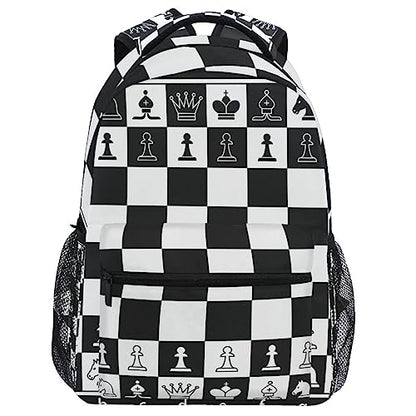Black White Chess Board Backpack Plaid Bookbag Daypack Travel Hiking Camping School Laptop Bag - color: Multi Pattern 5