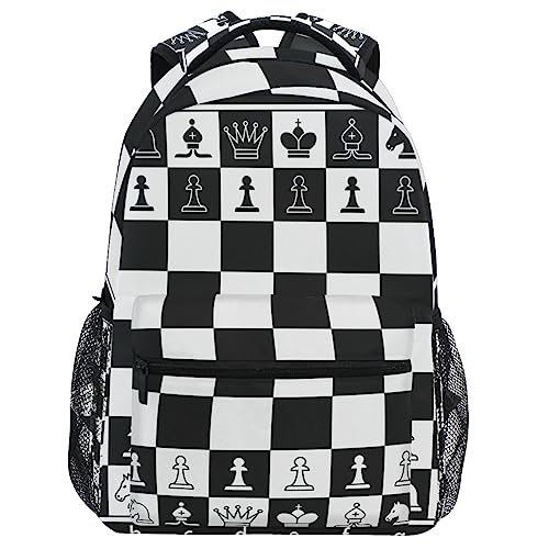 Black White Chess Board Backpack Plaid Bookbag Daypack Travel Hiking Camping School Laptop Bag - color: Multi Pattern 5