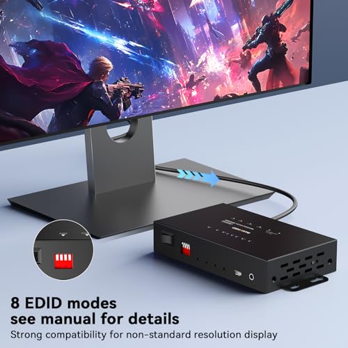 CENMATE 1x2 HDMI Extender Splitter, 1080P@60Hz HDMI Over Ethernet, Up to 165 FT Transmission Over CAT5e/6/7, 2 Channel Transmission with 2 Loop Out, Supports IR Control, 3D, HDCP, EDID, POC - size: 1×2