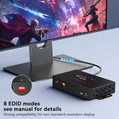 CENMATE 1x2 HDMI Extender Splitter, 1080P@60Hz HDMI Over Ethernet, Up to 165 FT Transmission Over CAT5e/6/7, 2 Channel Transmission with 2 Loop Out, Supports IR Control, 3D, HDCP, EDID, POC - size: 1×2