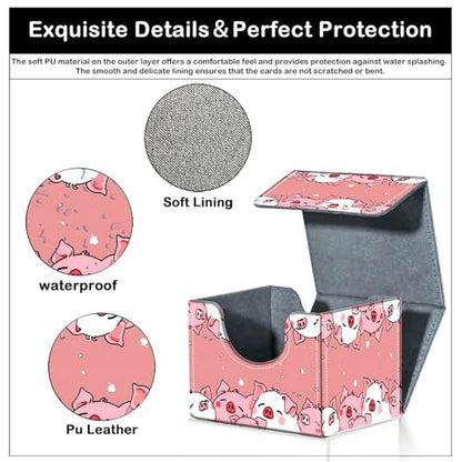 Card Deck Box for MTG Trading Cards with Magnetic Closure,Premium Card Storage Box Case Cover for TCG CCG Magic Cards,Cute Pink Pig - color: Cute Pink Pig