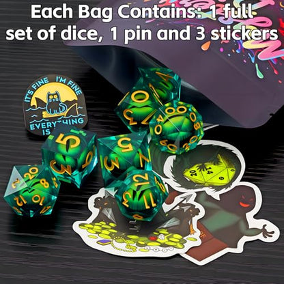 Coyeekn Mystery Dice Set, DND Dice Set of 7 Polyhedral Dice | 1 in 10 Chance to Get Legendary Dice, with Extra Loot, Suitable for Dice Goblin D&D Gift - color: 1 Mystery Bag
