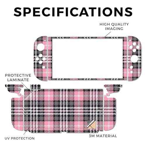Gaming Skin Compatible with Nintendo Switch 2 Console Only - Pink Plaid - Premium 3M Vinyl Protective Wrap Decal Cover - Easy to Apply | Crafted in The USA by MightySkins - color: Pink Plaid, size: Switch 2 Console Skin Only, style: Matte Finish