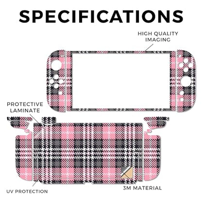Gaming Skin Compatible with Nintendo Switch 2 Console Only - Pink Plaid - Premium 3M Vinyl Protective Wrap Decal Cover - Easy to Apply | Crafted in The USA by MightySkins - color: Pink Plaid, size: Switch 2 Console Skin Only, style: Matte Finish
