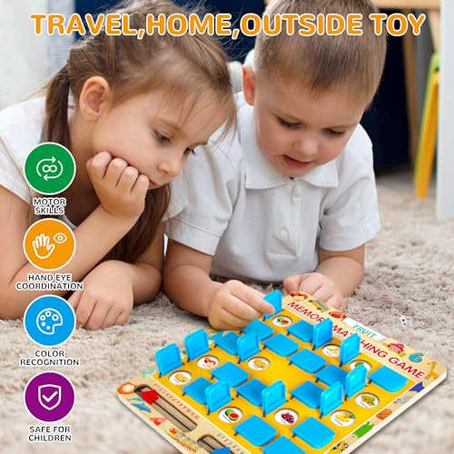 Memory Matching Game for Kids, Travel Toys for Toddlers Boys Girls Ages 3-5 | Plane Activities for Toddlers, Road Trip Essentials for Airplane, Car, Camping, Christmas Birthday Gifts for Ages 3 4 5 6 7 8