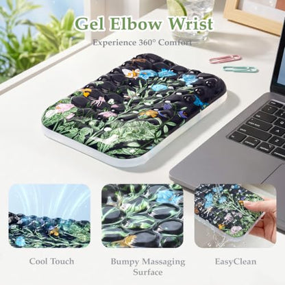 Ospelelf Desk Elbow Rest Pad, Gel Arm Rest for Keyboard and Mouse, Bushes | Ergonomic Wrist Support for Computer Typing Pain Relief, Cool-touch, Heat Resistant, Office Home Driving Gaming Use - style: Bushes
