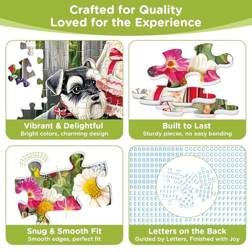 500 Pieces Puzzle for Adults, Beautiful Girl Jigsaw Puzzle, Cute Dog Garden Flowers Puzzle for Kids Adults Seniors, Recycled Cardboard Puzzle with Letters on Back, Fun Family Game Birthday Party Gift - color: Beautiful Girl