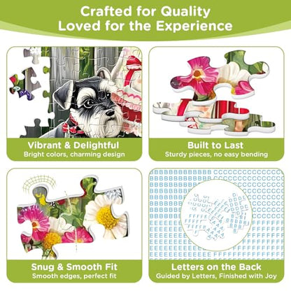 500 Pieces Puzzle for Adults, Beautiful Girl Jigsaw Puzzle, Cute Dog Garden Flowers Puzzle for Kids Adults Seniors, Recycled Cardboard Puzzle with Letters on Back, Fun Family Game Birthday Party Gift - color: Beautiful Girl