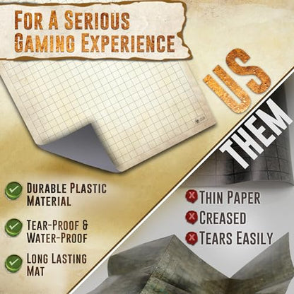 Melee Mats DND Map Starter Set - 24” x 36", Wet & Dry Erase Battle Terrain Grid for Dungeons and Dragons - Ultimate Tabletop Gaming Experience with Accessories - color: 24"x36"