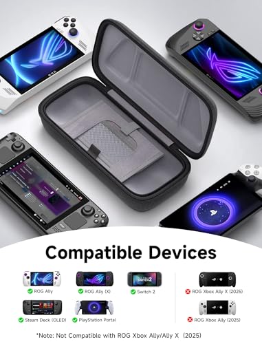 JSAUX Carrying Case for Steam Deck/ROG Ally, Hard Shell Travel Case | Large-capacity Storage, Fits Charger and Dock, Portable Case for Steam Deck OLED