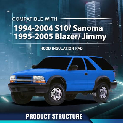 PIT66 Hood Insulation Pad Compatible with Chevy S10 GMC Sanoma 1994-2004/Fit Chevy Blazer GMC Jimmy 1995-2005 - style: 1995-2005 Chevy Blazer