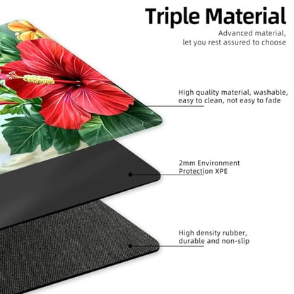 for MTG Playmat TCG Card Game Mat with Stitched Edges,Board Game Mats Non-Slip Waterproof Rubber Base 24 x 14 inch for CCG RPG DTCG Trading Card,Hummingbird Hibiscus Garden - color: Hummingbird Hibiscus Garden