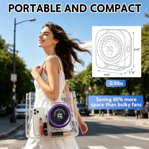 Desk Fan Small Quiet, Rechargeable USB Table Fan with Turbo Airflow, 100 Speeds LED Display, 360° Rotation, Portable Battery Powered Desktop Fan for Bedroom Home Office Travel, Grey - color: Grey