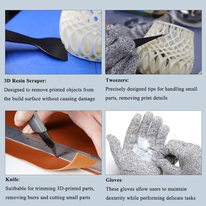 62PCS 3D Printer Tools Kit, 3D Printer Accessories with Deburring Tool,Needle File Set, Nozzle Cleaning Kit, Scraper, Pliers, and Hand Drill for 3D Print Model Smoothing, Finishing and Carving - color: Black box 62pcs