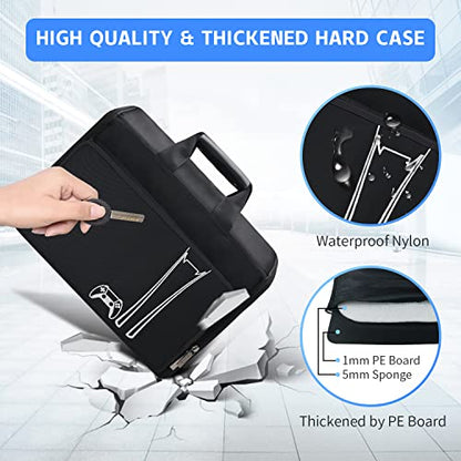 G-STORY Carrying Case Travel Bag, Storage Bag Compatible with PS5 Disc and Digital Edition with Shockproof Compartments, Included Silicone Cover Skin Protector - color: Hard Case- Black